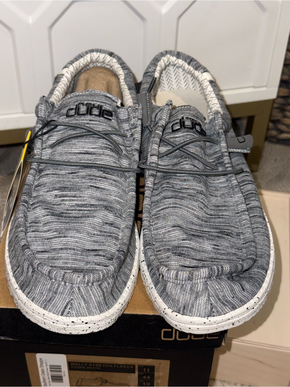 Hey Dude Wally Gray Knit Slip-On Loafers